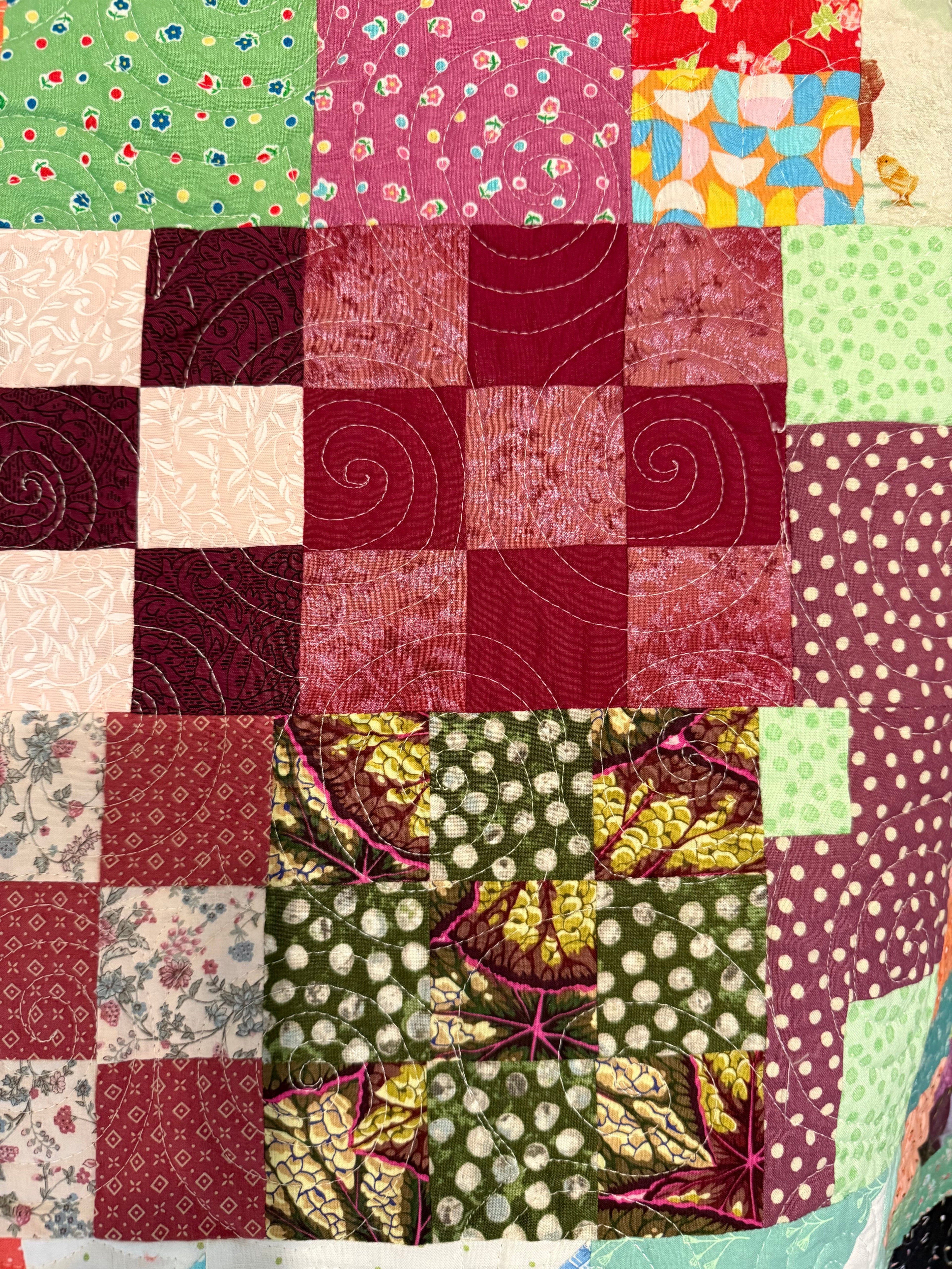 Handmade Scrap Quilt - Bohemian Patchwork Throw, Lap Quilt (57x62)
