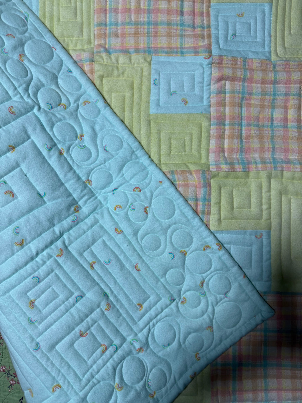 Handmade soft flannel baby quilt