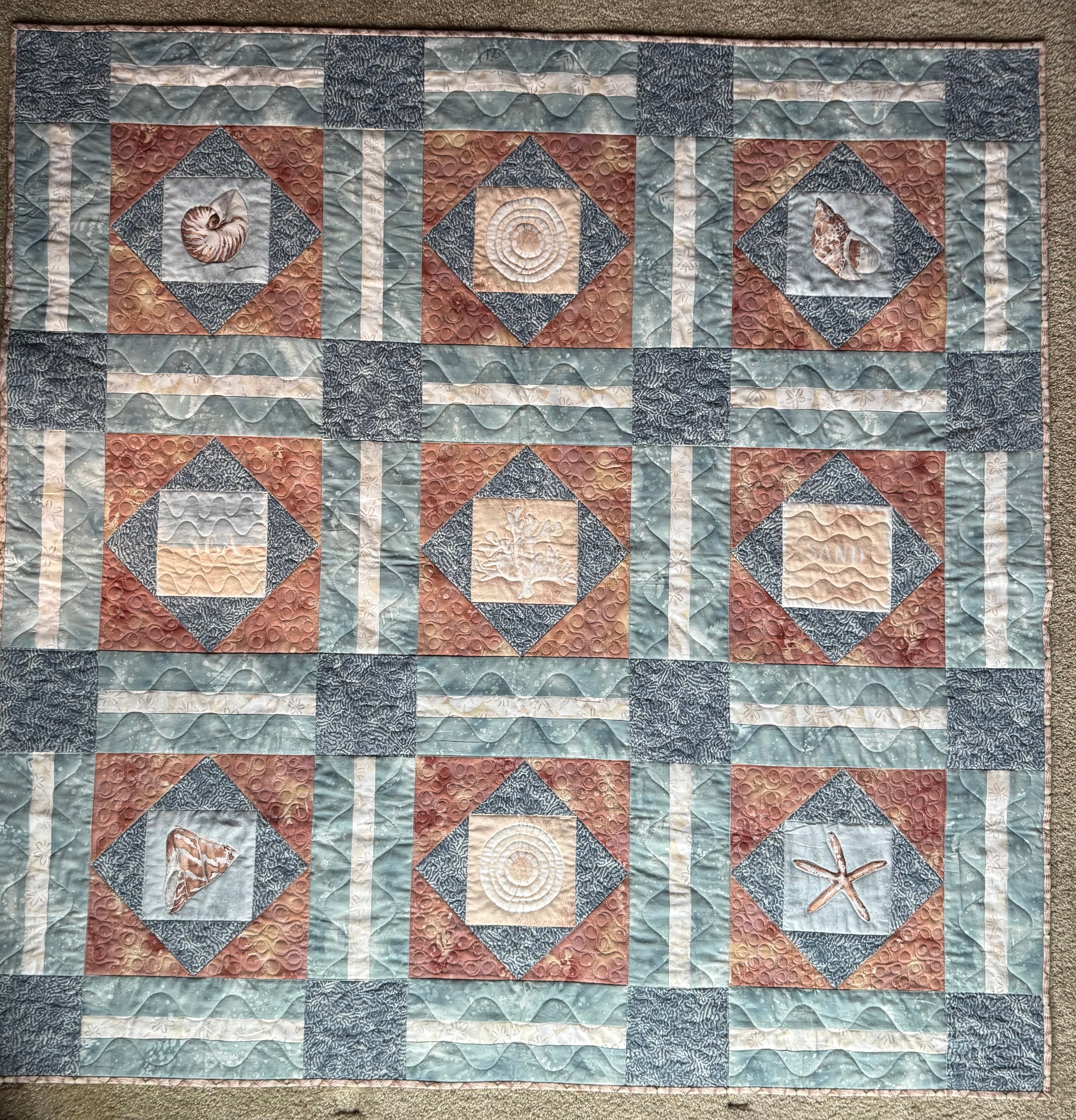 Beach Quilt:Handmade Ocean Quilt