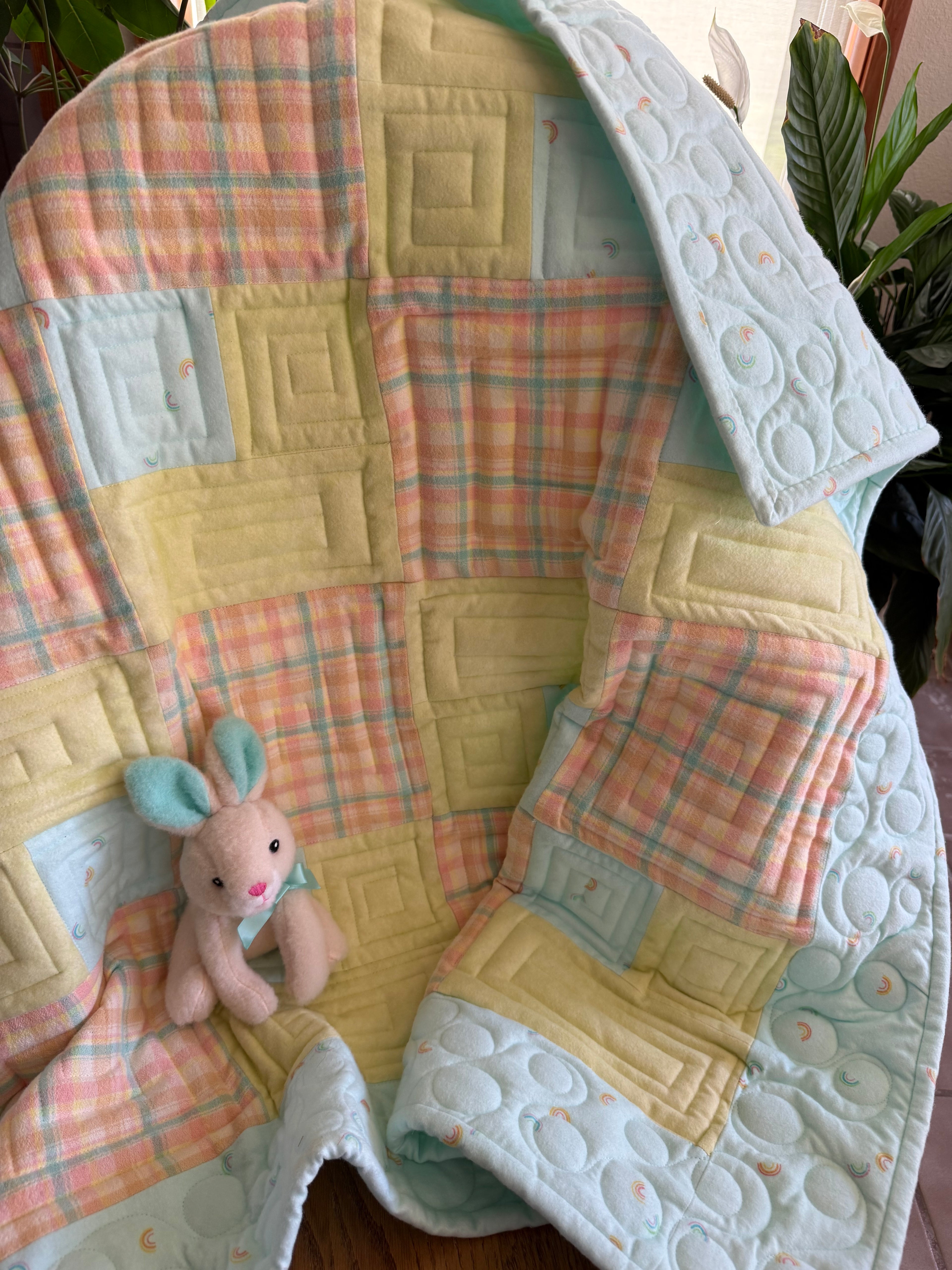 Handmade soft flannel baby quilt