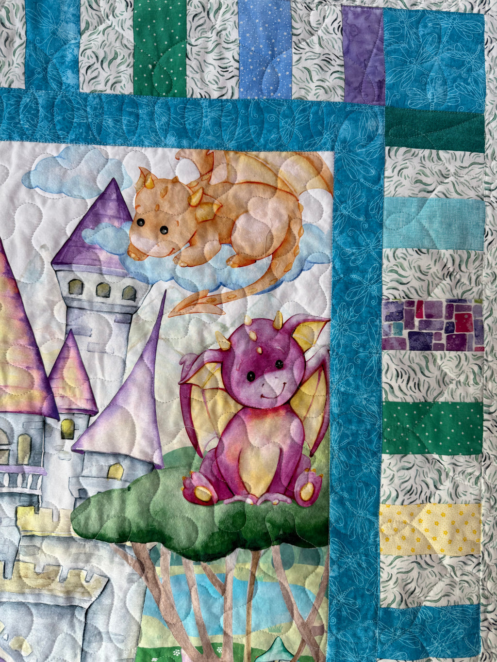 Colorful Baby Dragon Quilt