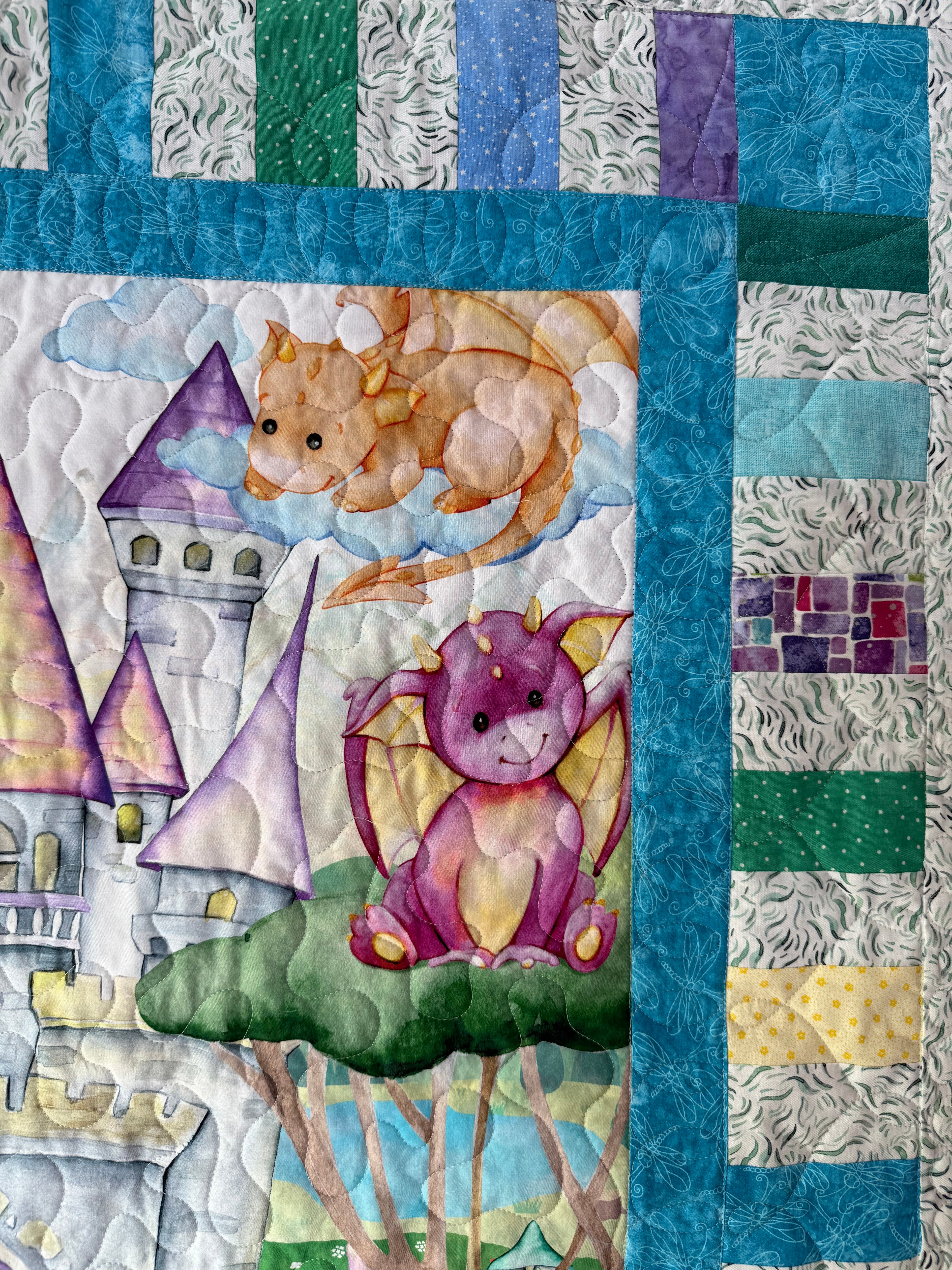 Colorful Baby Dragon Quilt