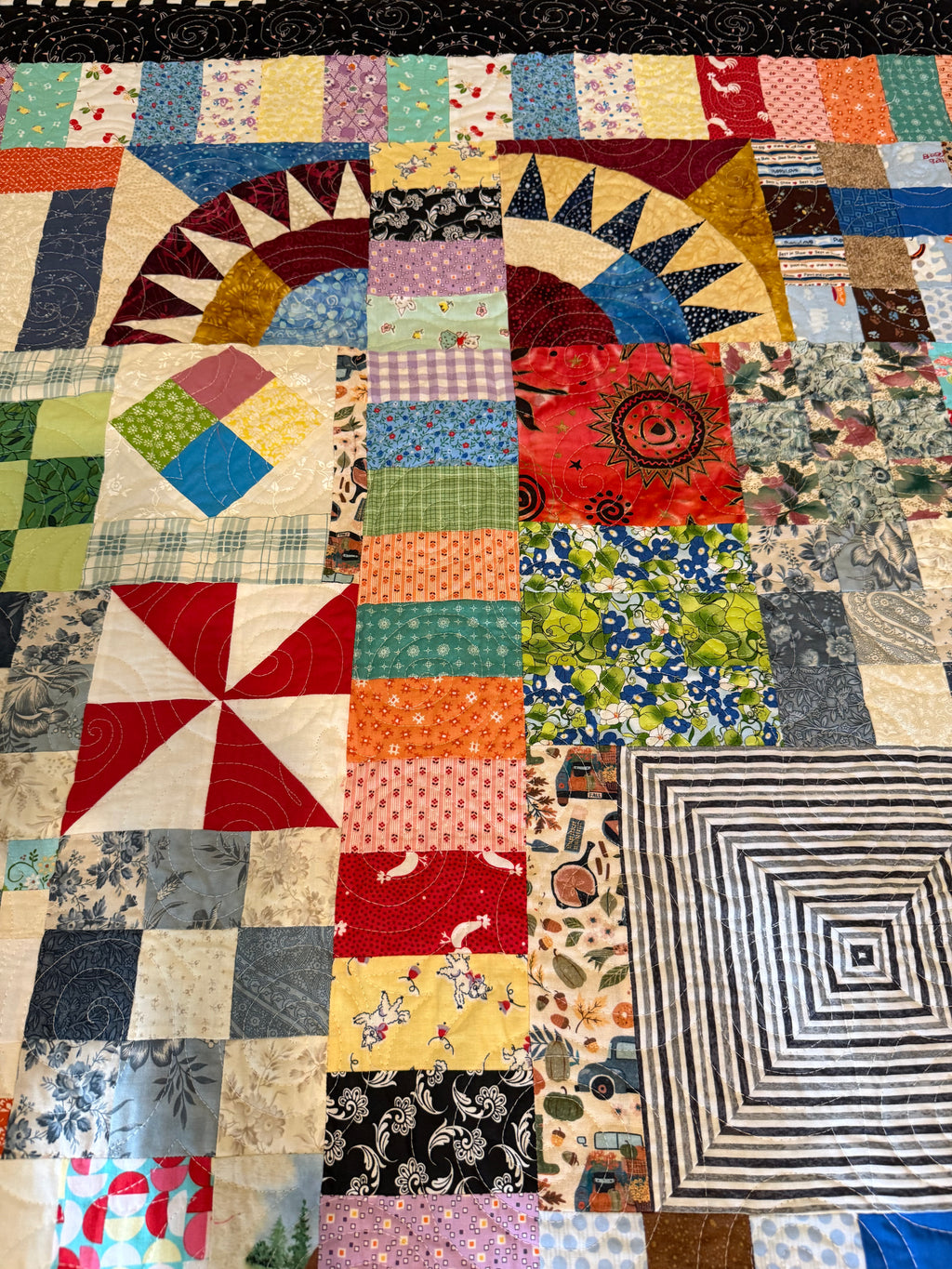 Handmade Scrap Quilt - Bohemian Patchwork Throw, Lap Quilt (57x62)