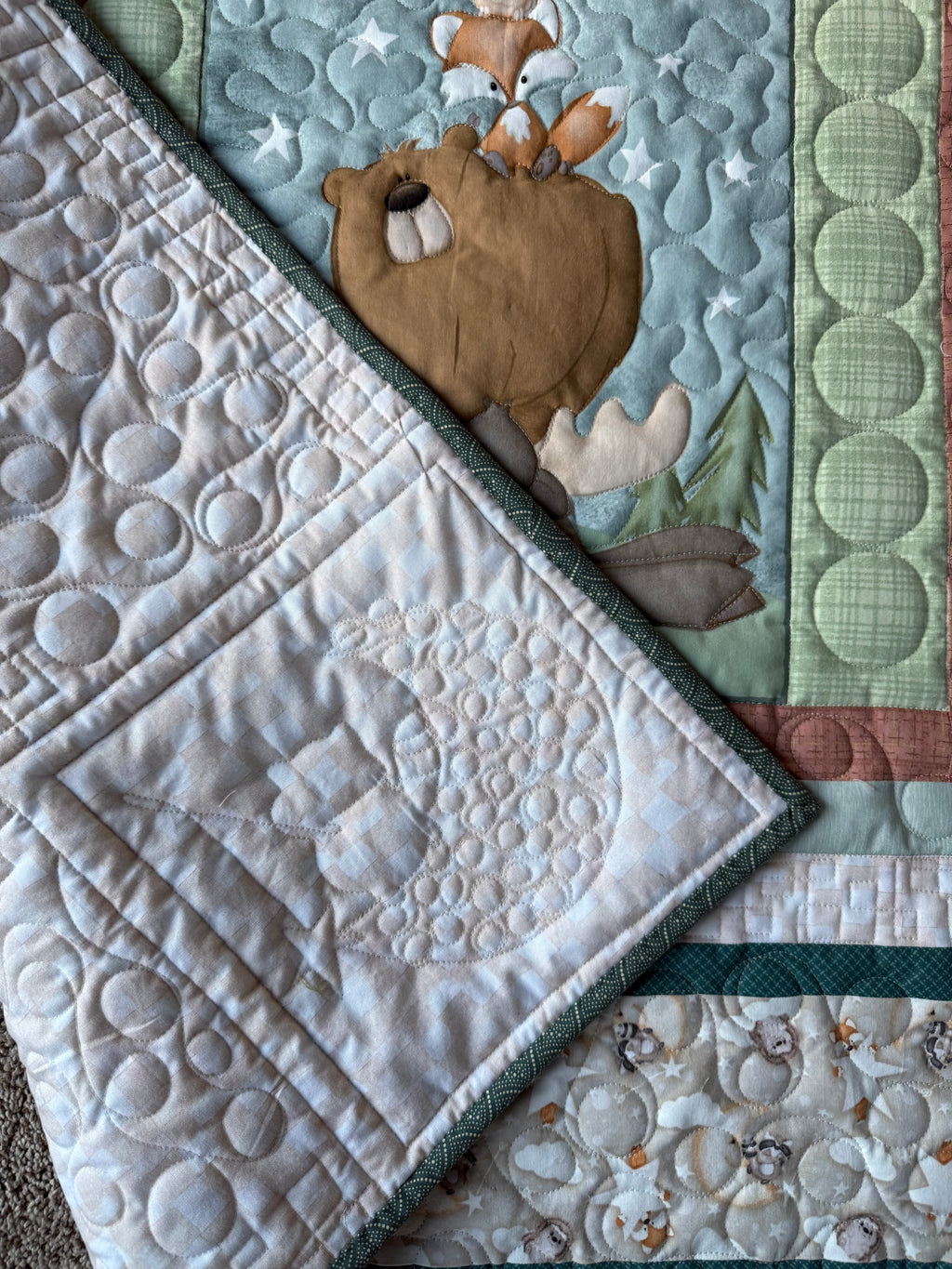 Handmade Forest Animal Baby Quilt