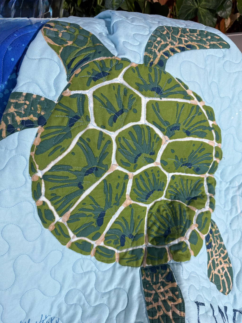 Handmade Sea Turtle Quilt: Ocean quilt 48" x 54"
