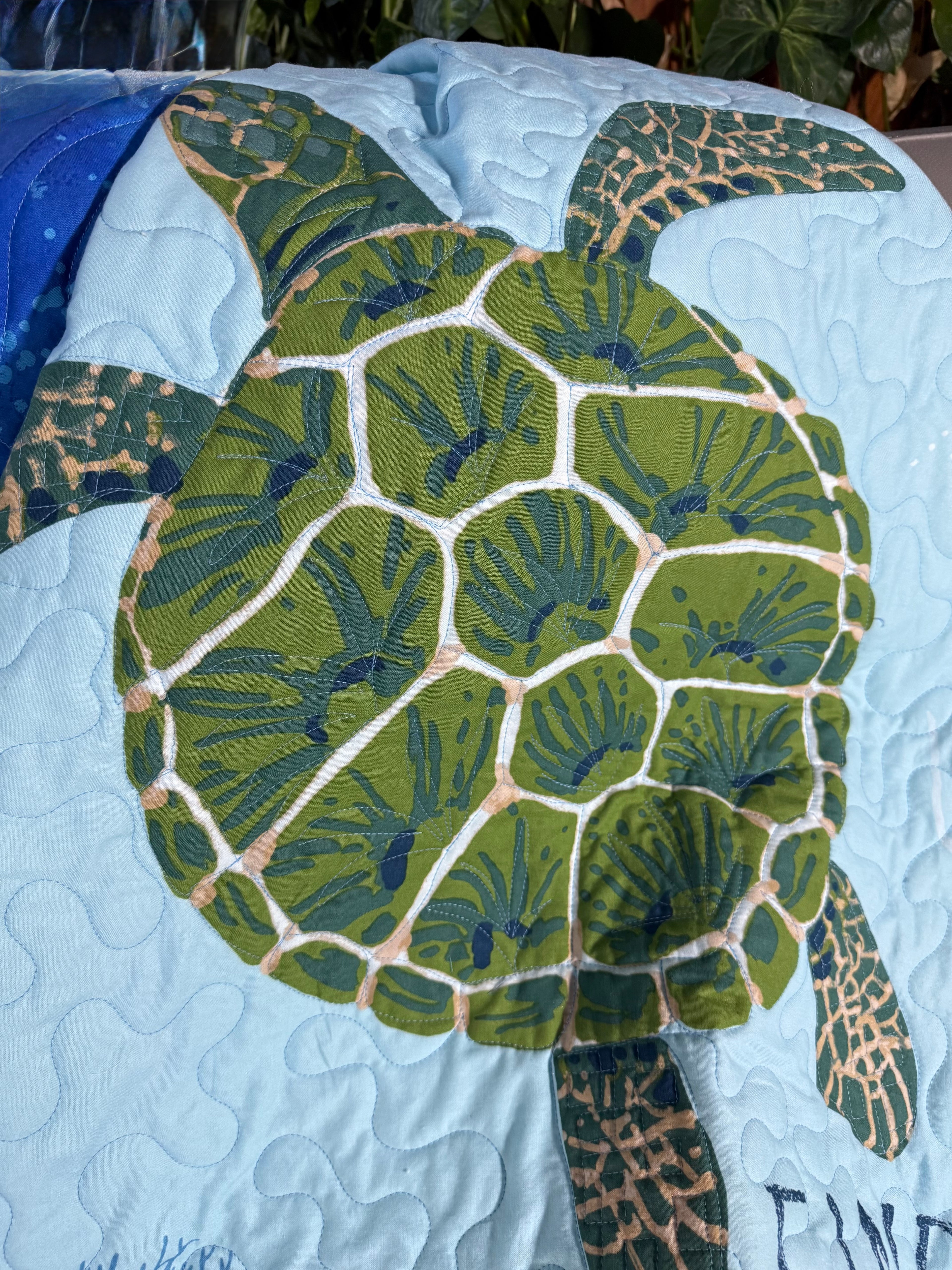 Handmade Sea Turtle Quilt: Ocean quilt 48" x 54"