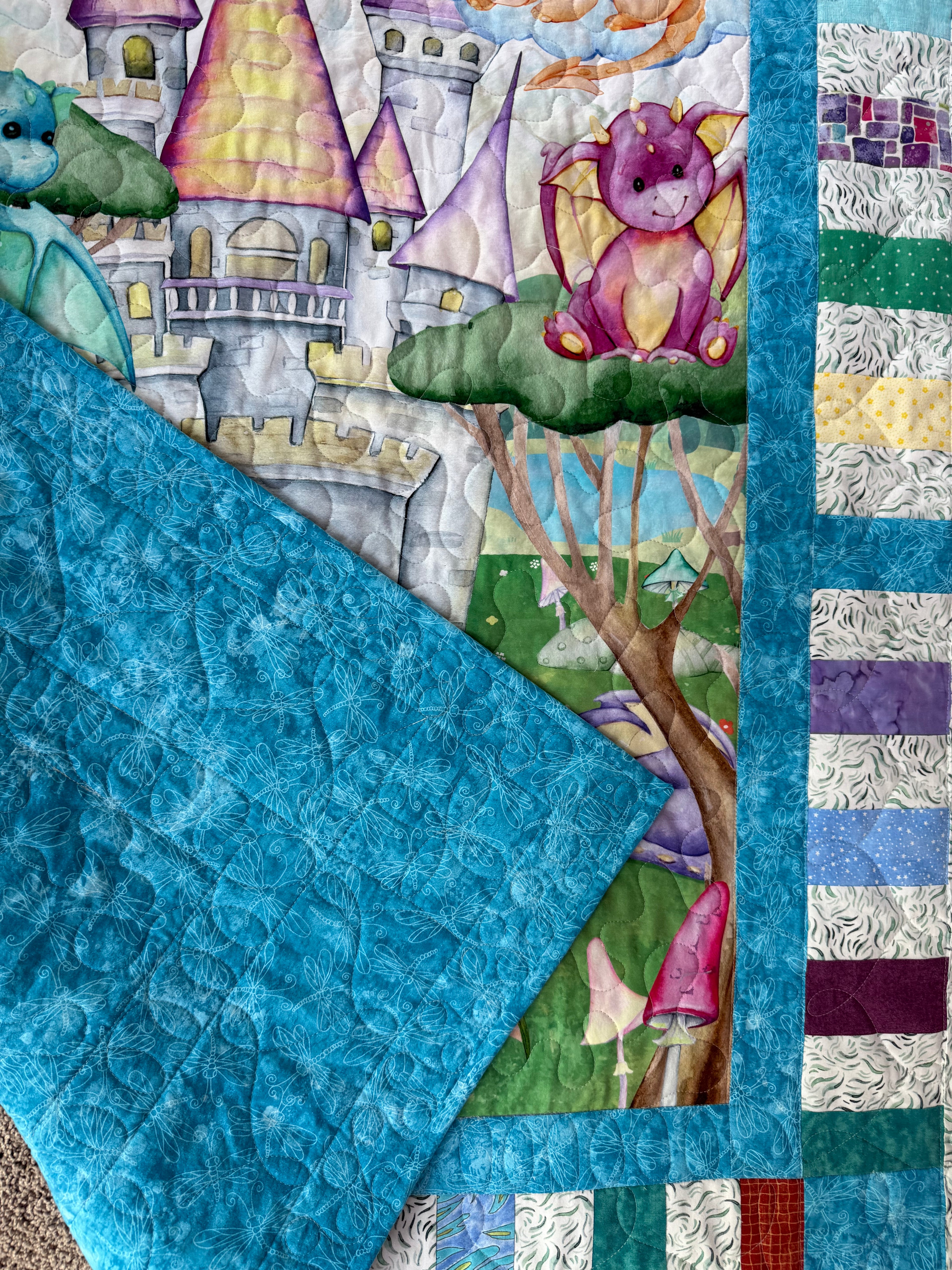Colorful Baby Dragon Quilt