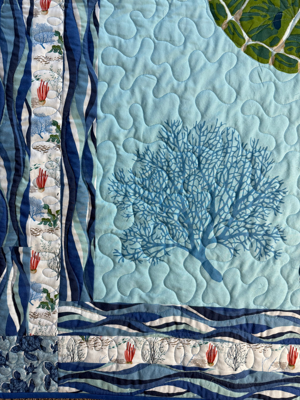 Handmade Sea Turtle Quilt: Ocean quilt 48" x 54"