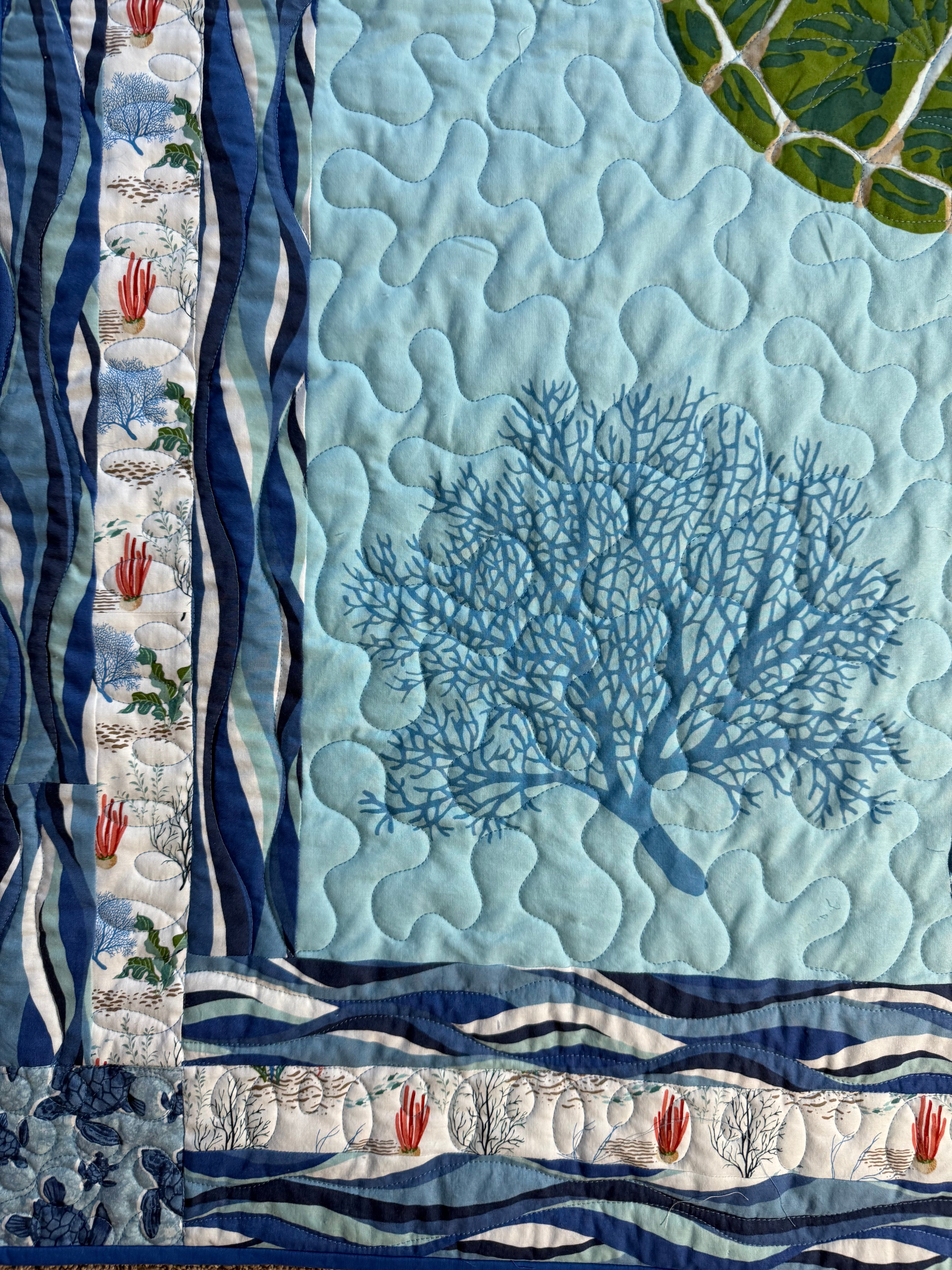 Handmade Sea Turtle Quilt: Ocean quilt 48" x 54"