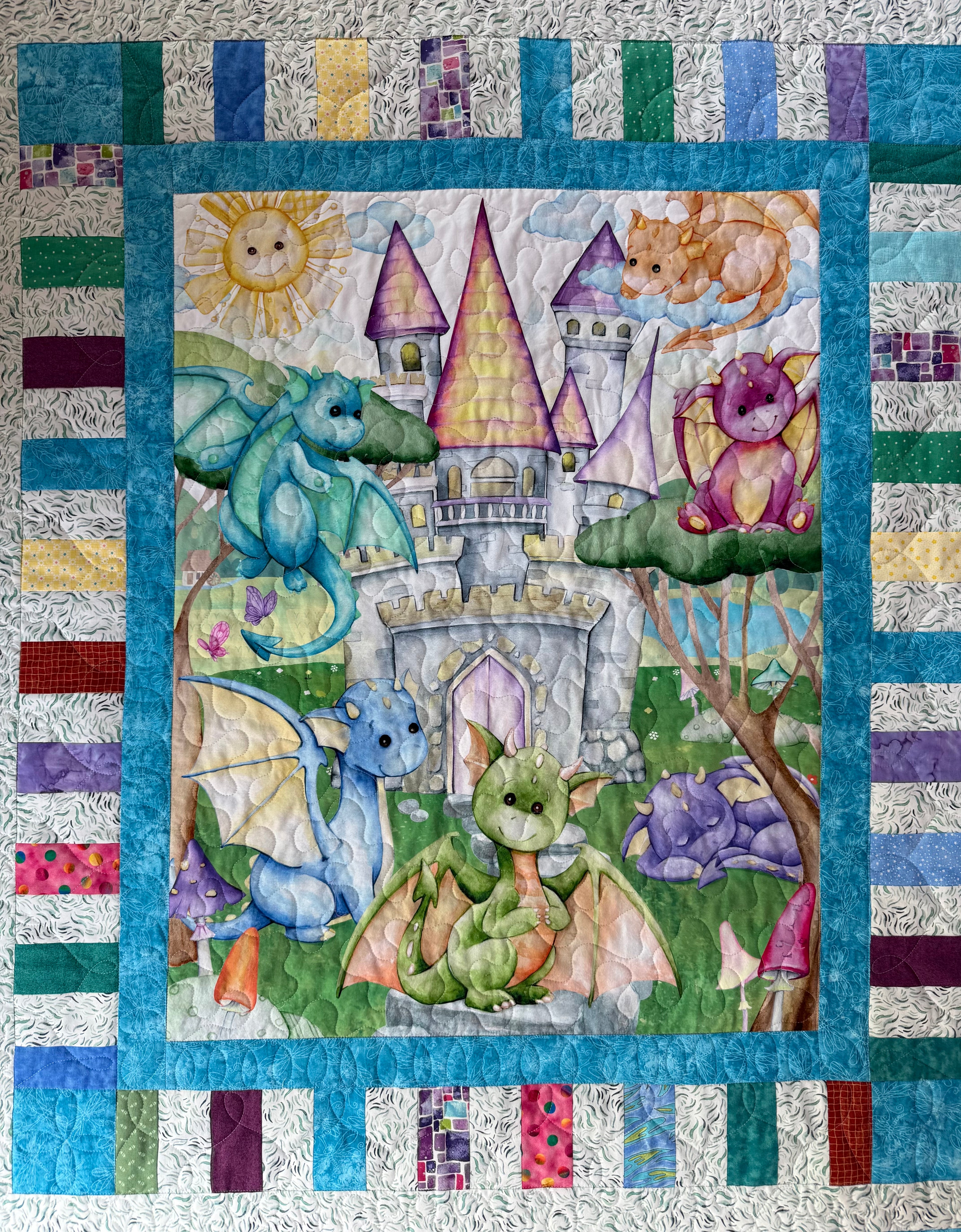 Colorful Baby Dragon Quilt
