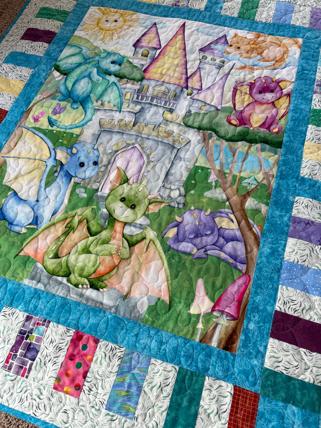 Colorful Baby Dragon Quilt