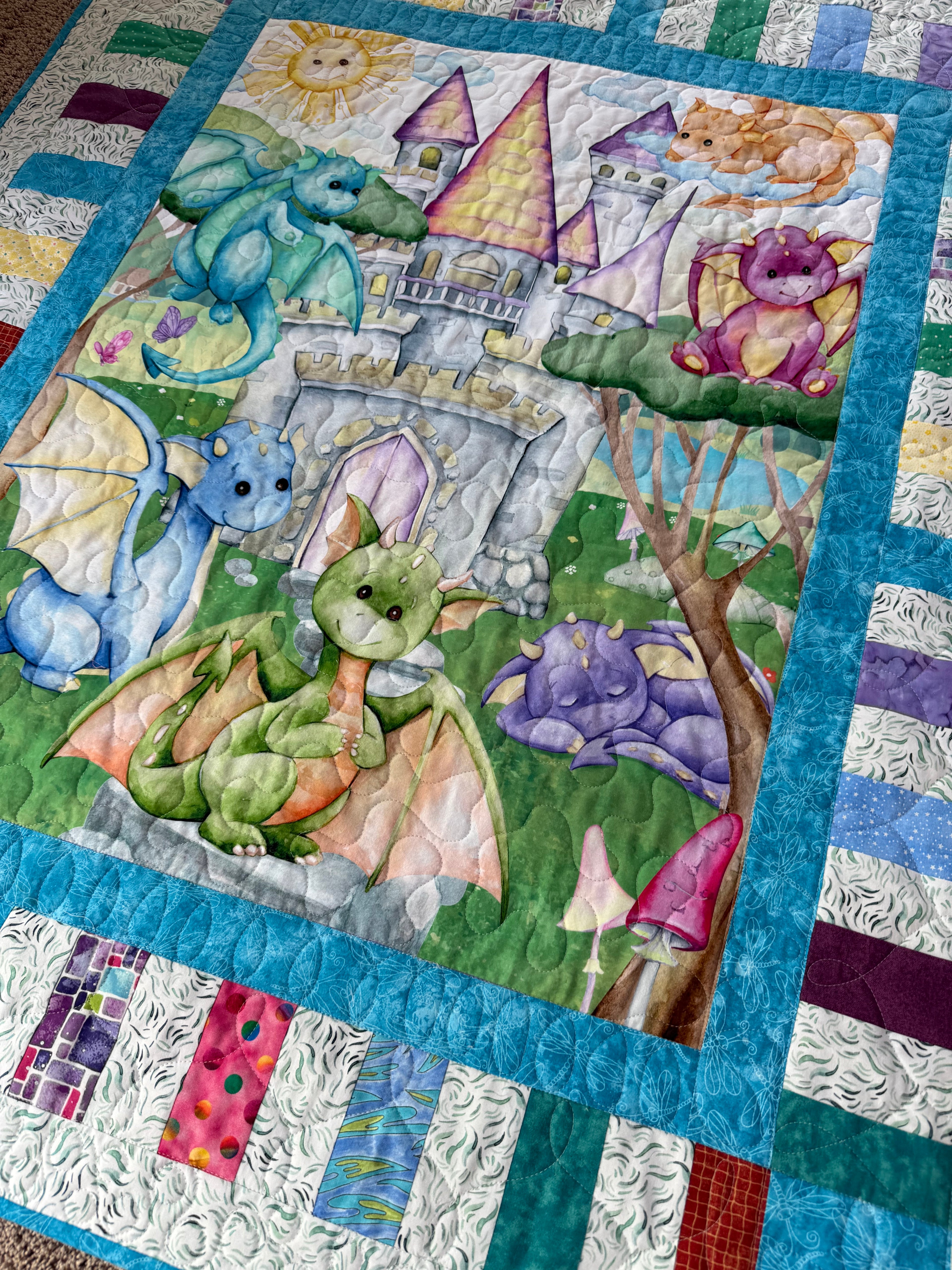 Colorful Baby Dragon Quilt