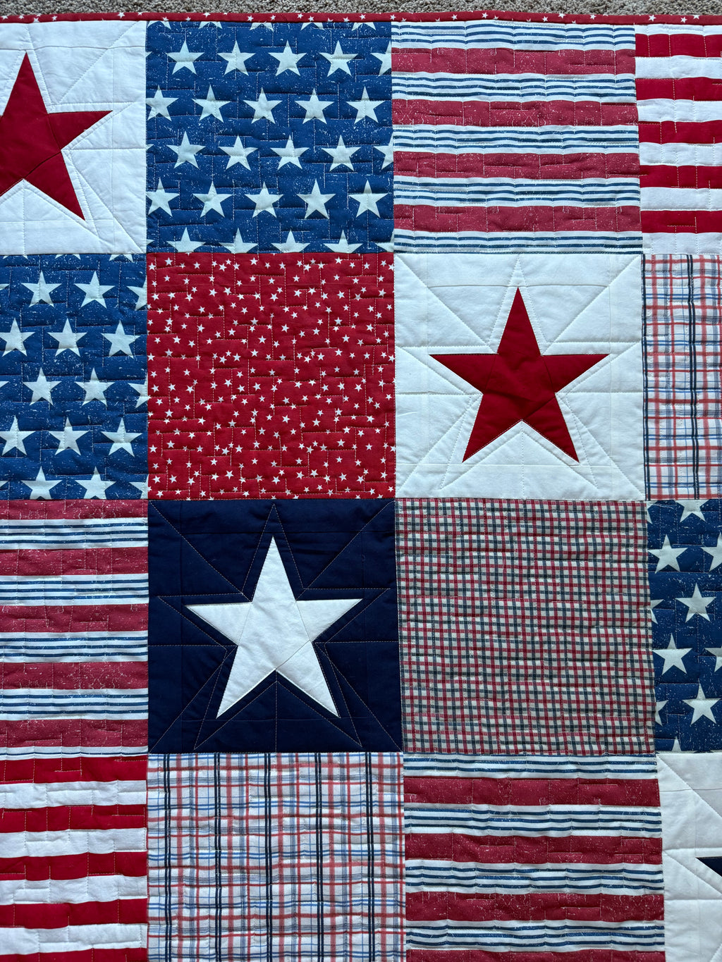 Close up of Stars and Stripes quilt