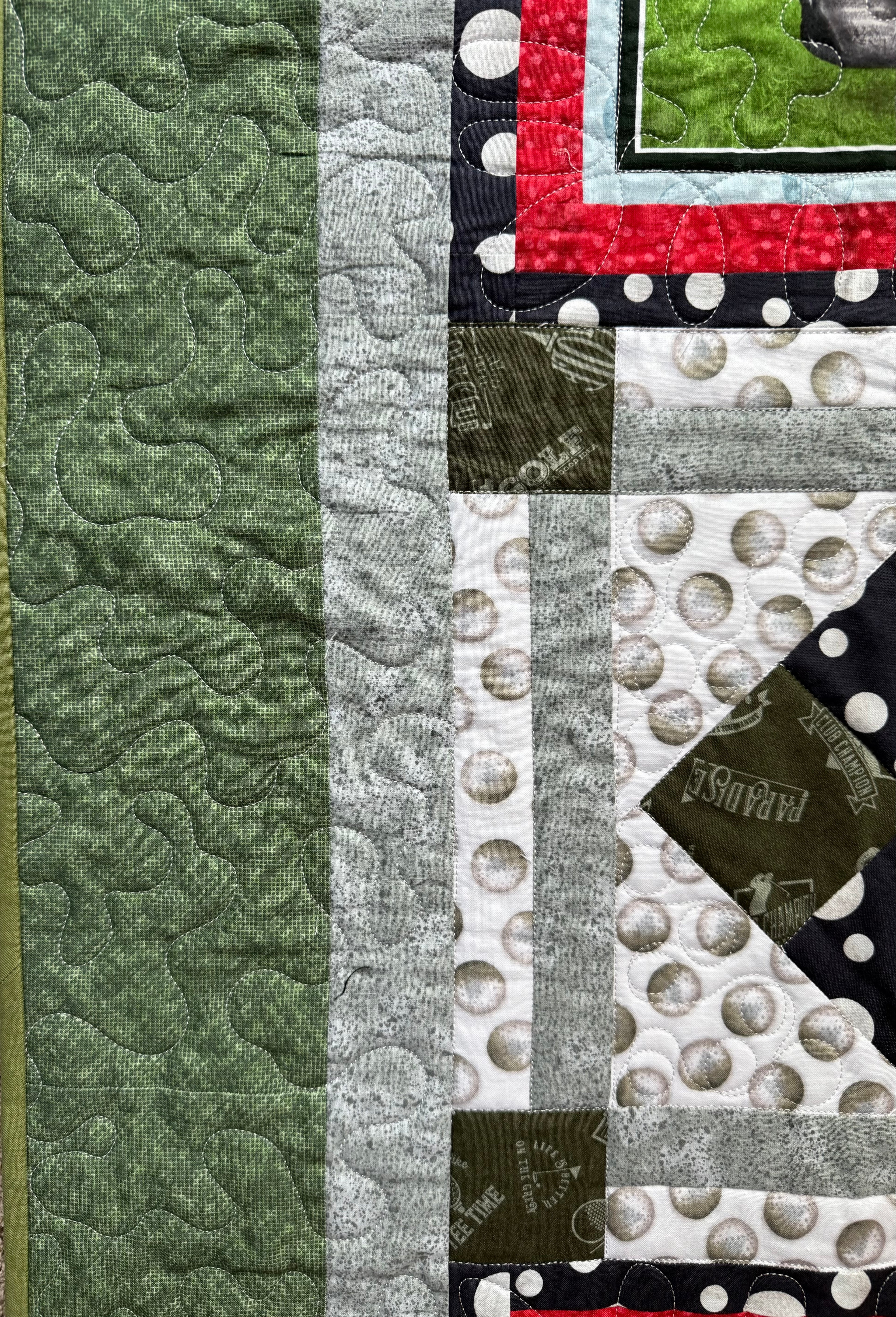Handmade Golf Quilt: Sports Lap Throw - Golfer Gift 56” square Free shipping