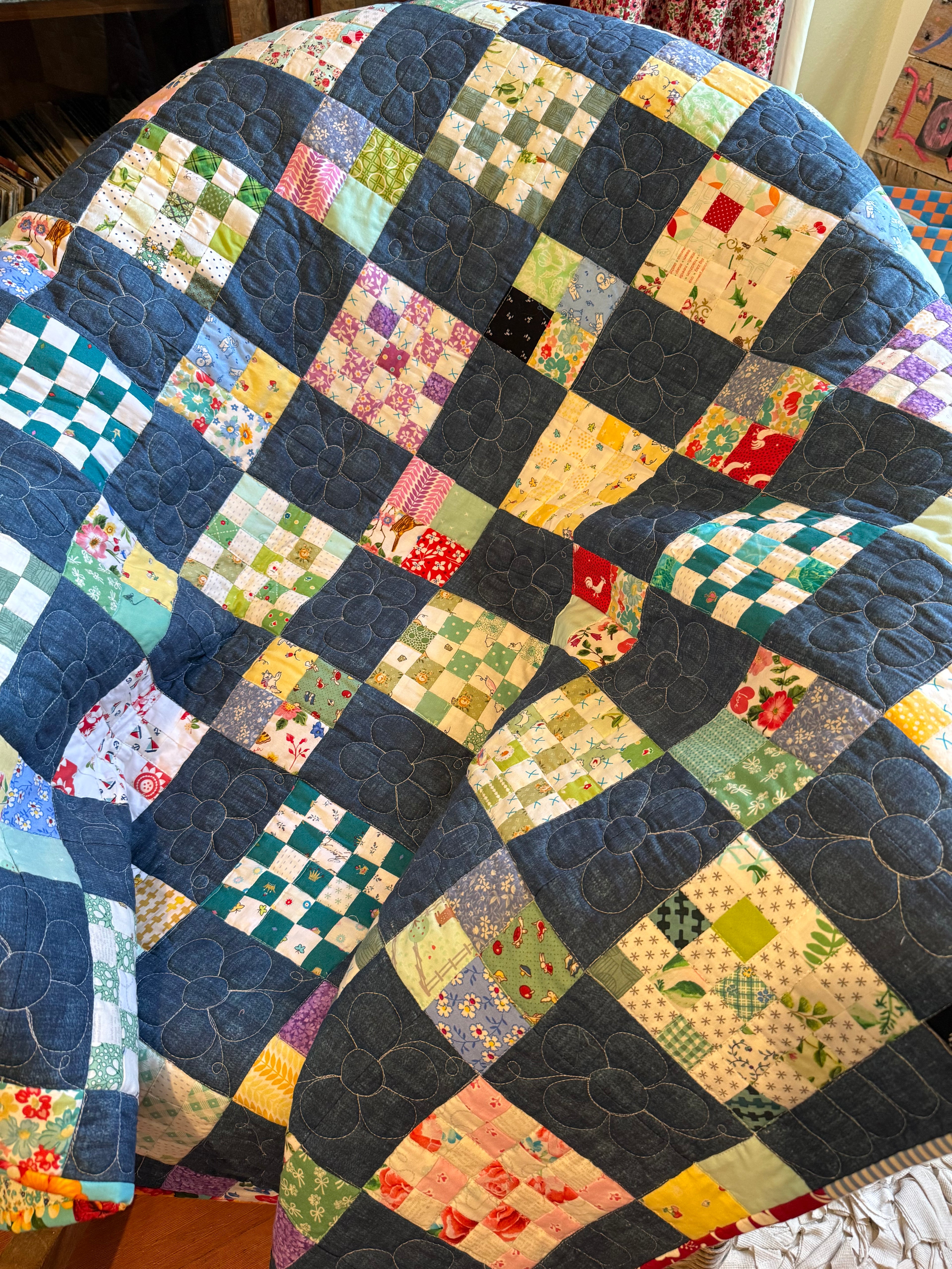Handmade Checkerboard Throw, 62” square