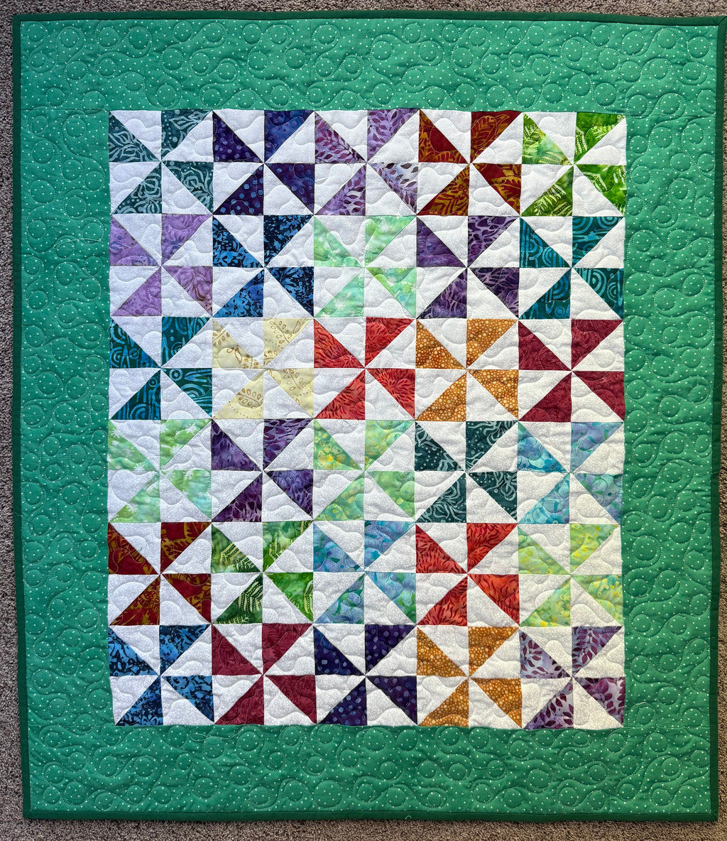 Handmade Batik Pinwheel Baby Quilt