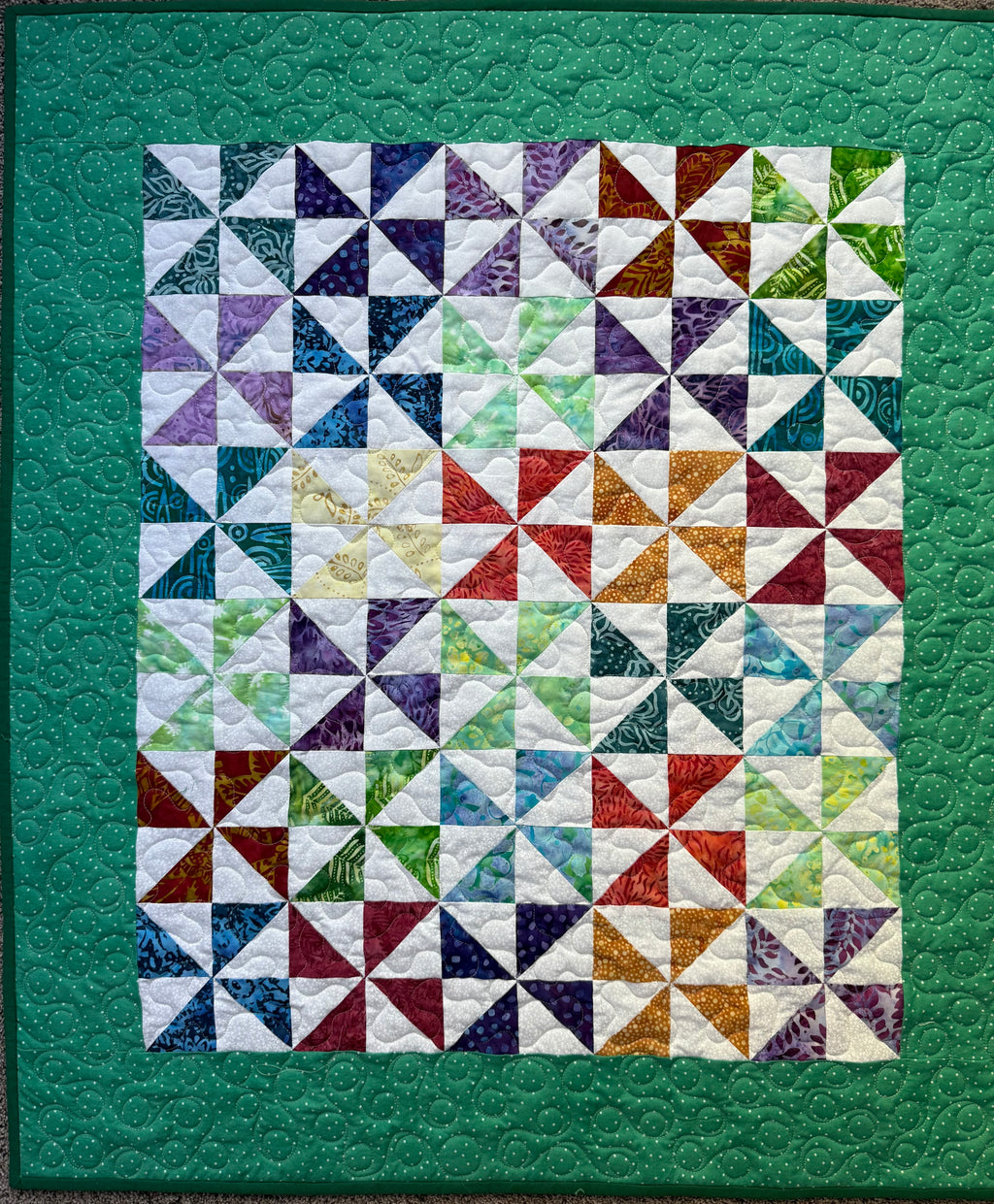 Handmade Batik Pinwheel Baby Quilt