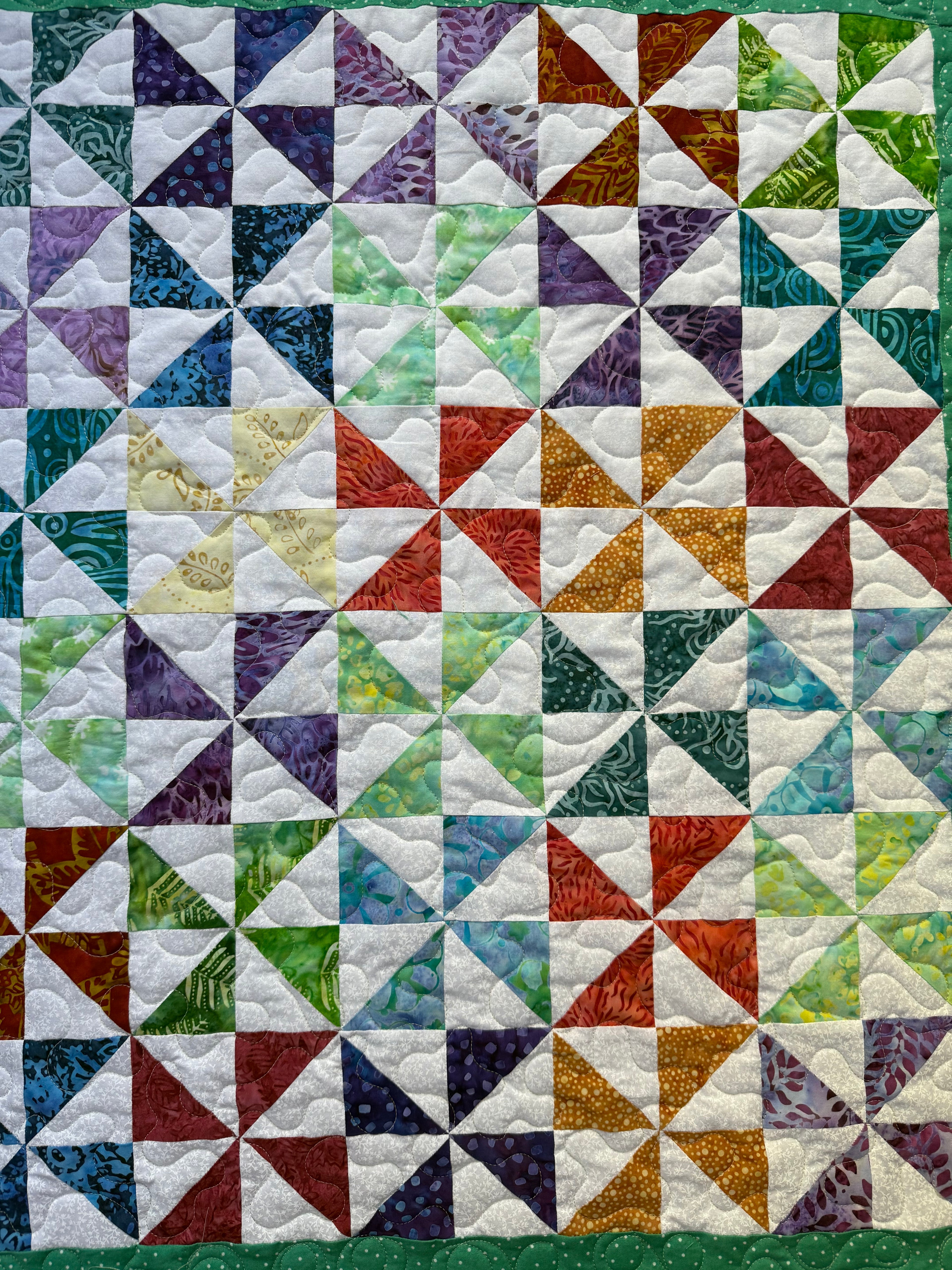 Handmade Batik Pinwheel Baby Quilt