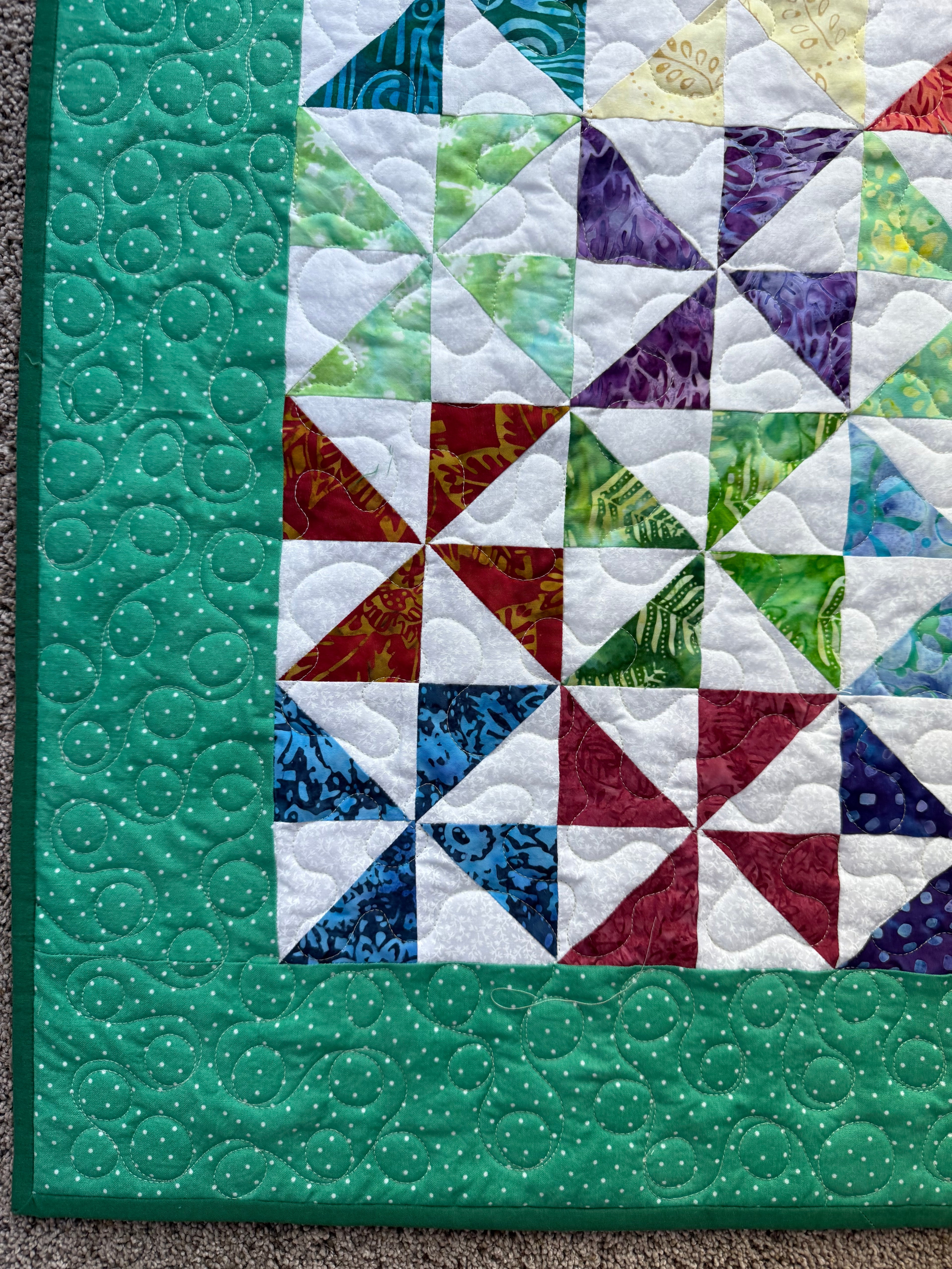 Handmade Batik Pinwheel Baby Quilt