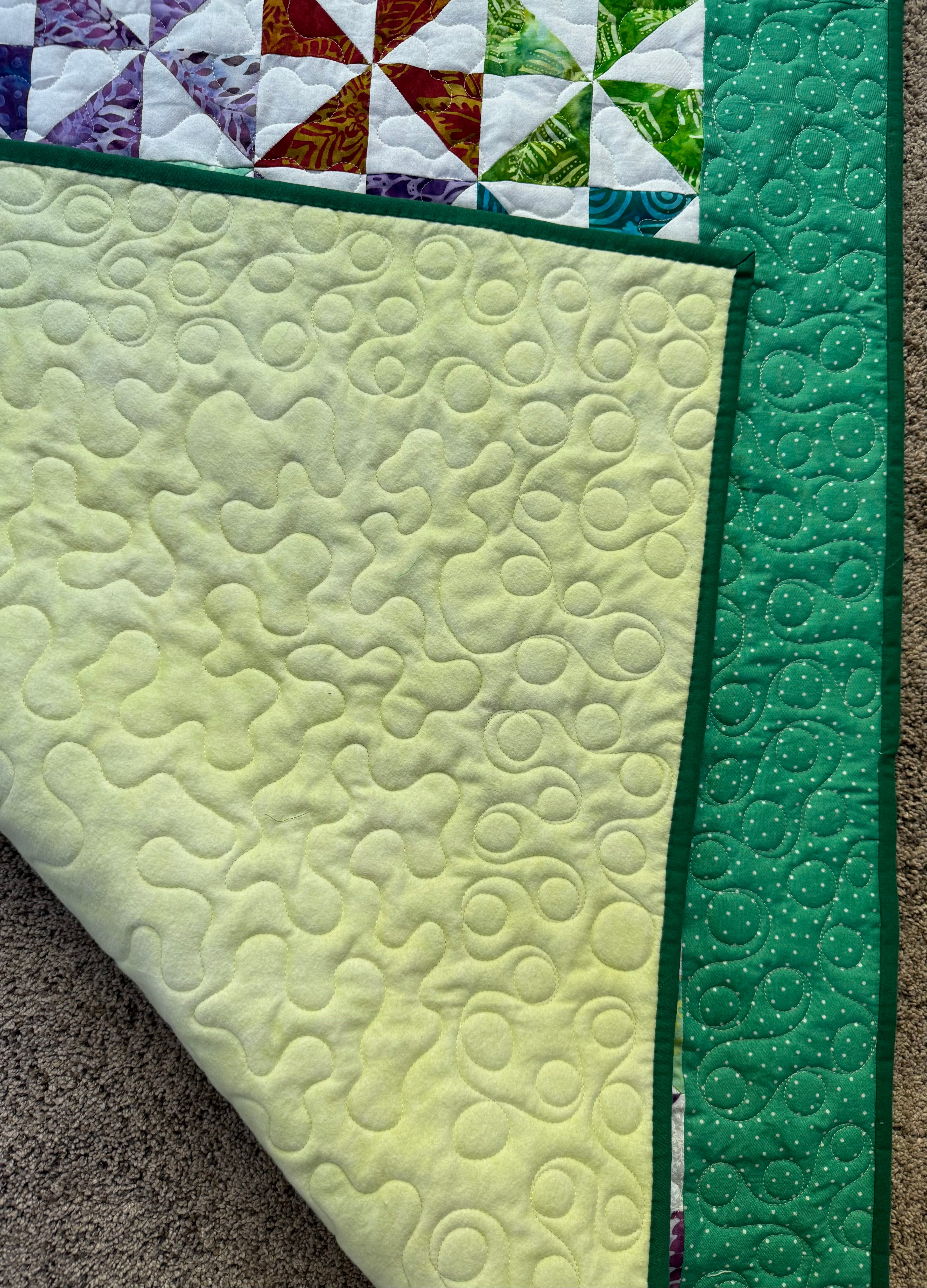 Handmade Batik Pinwheel Baby Quilt