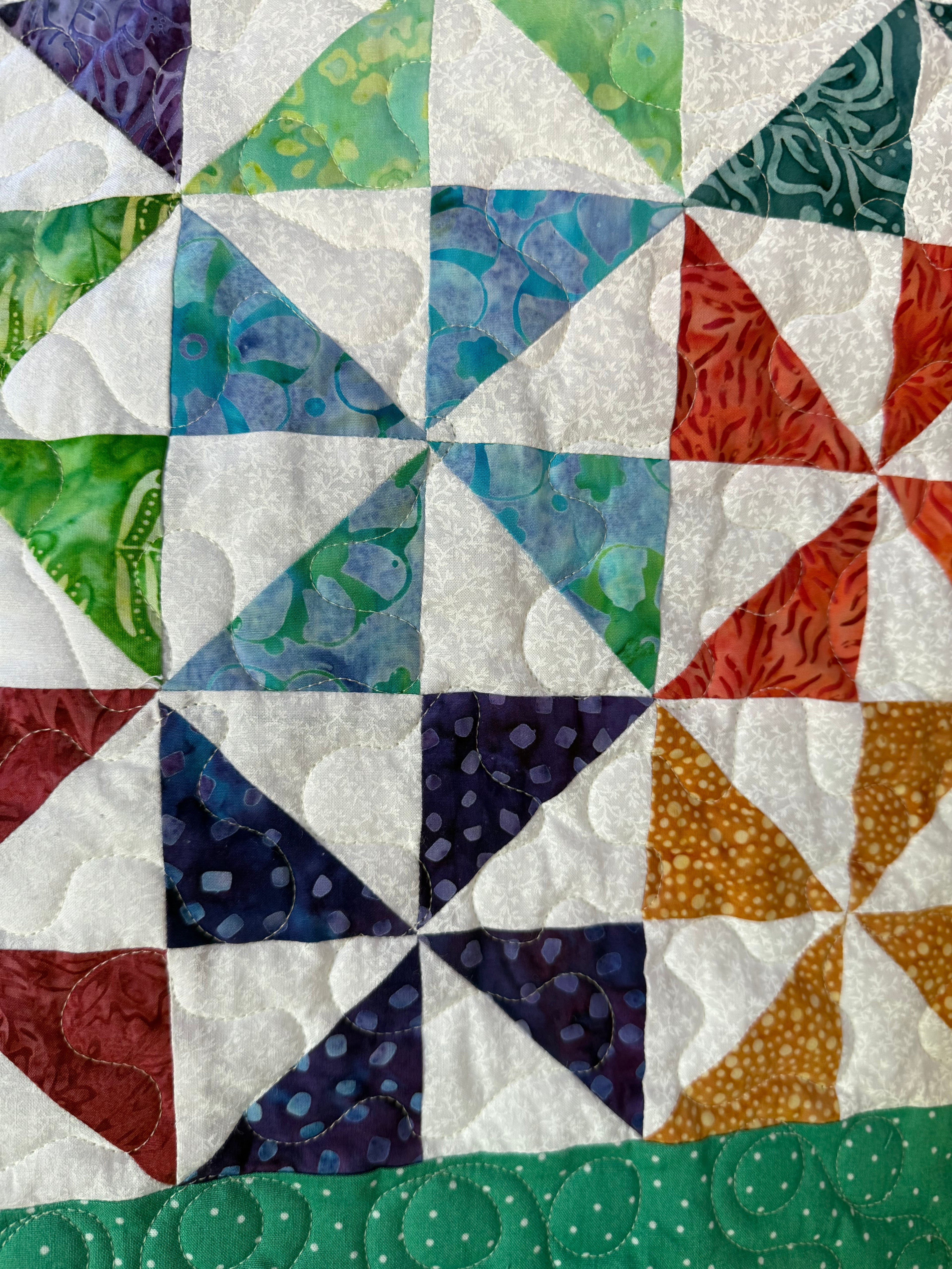 Handmade Batik Pinwheel Baby Quilt