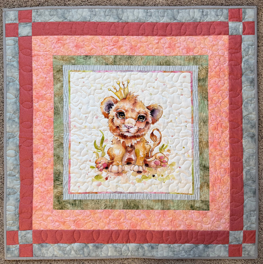 Lion Baby Quilt: Safari Nursery 36” square