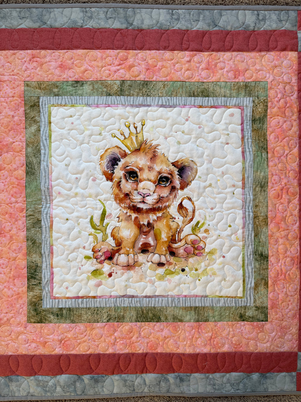 Lion Baby Quilt: Safari Nursery 36” square