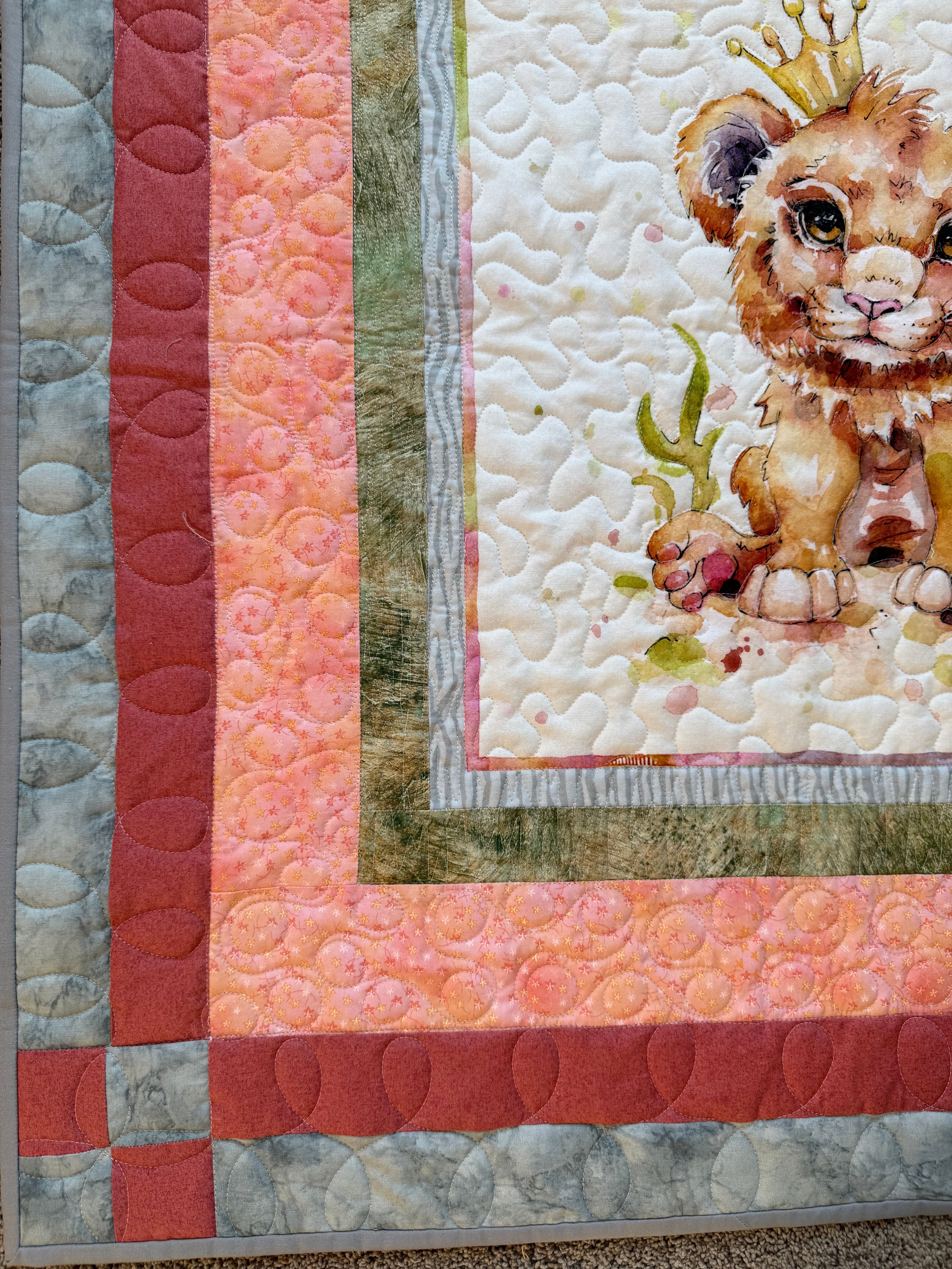 Lion Baby Quilt: Safari Nursery 36” square