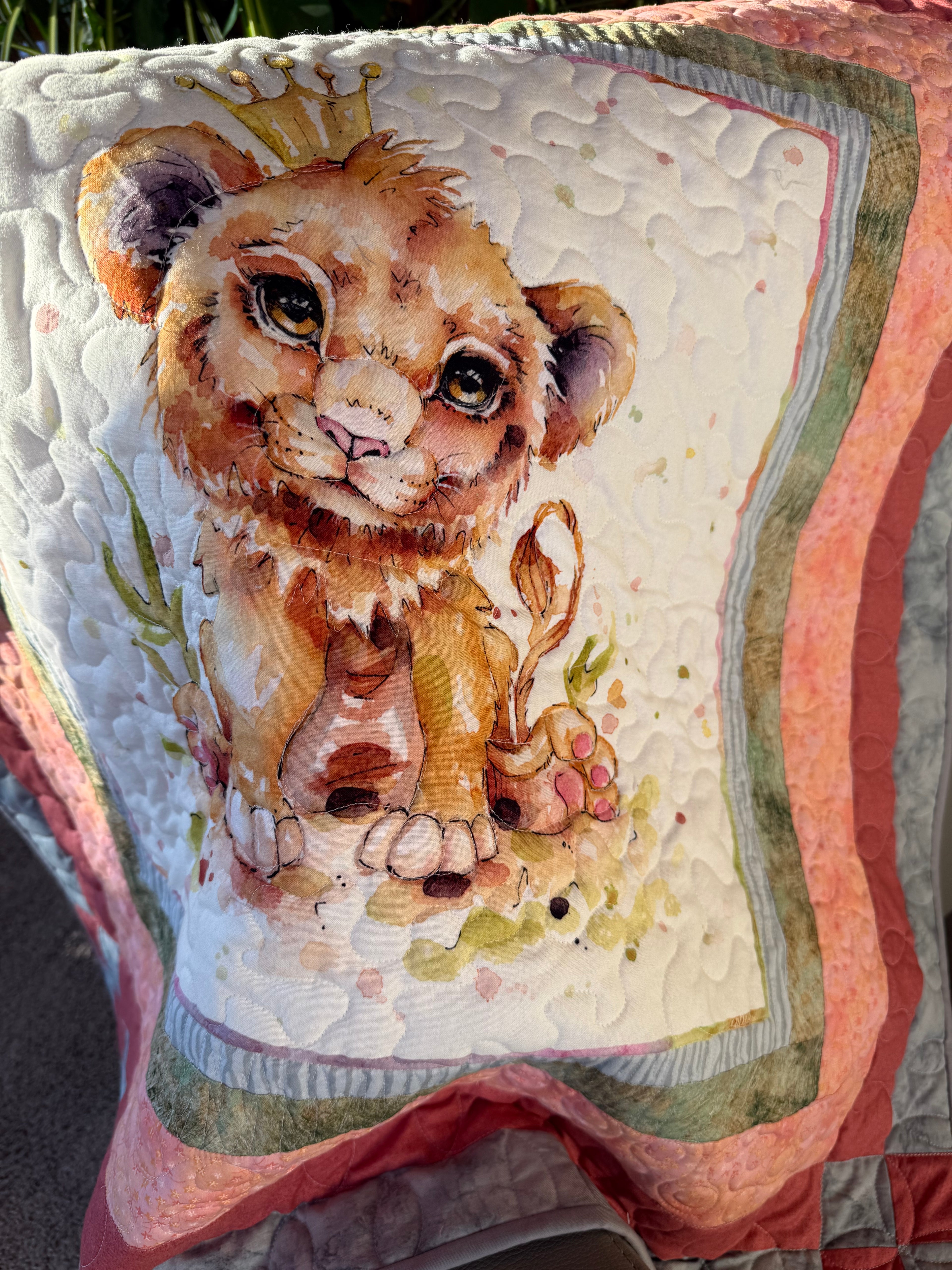 Lion Baby Quilt: Safari Nursery 36” square