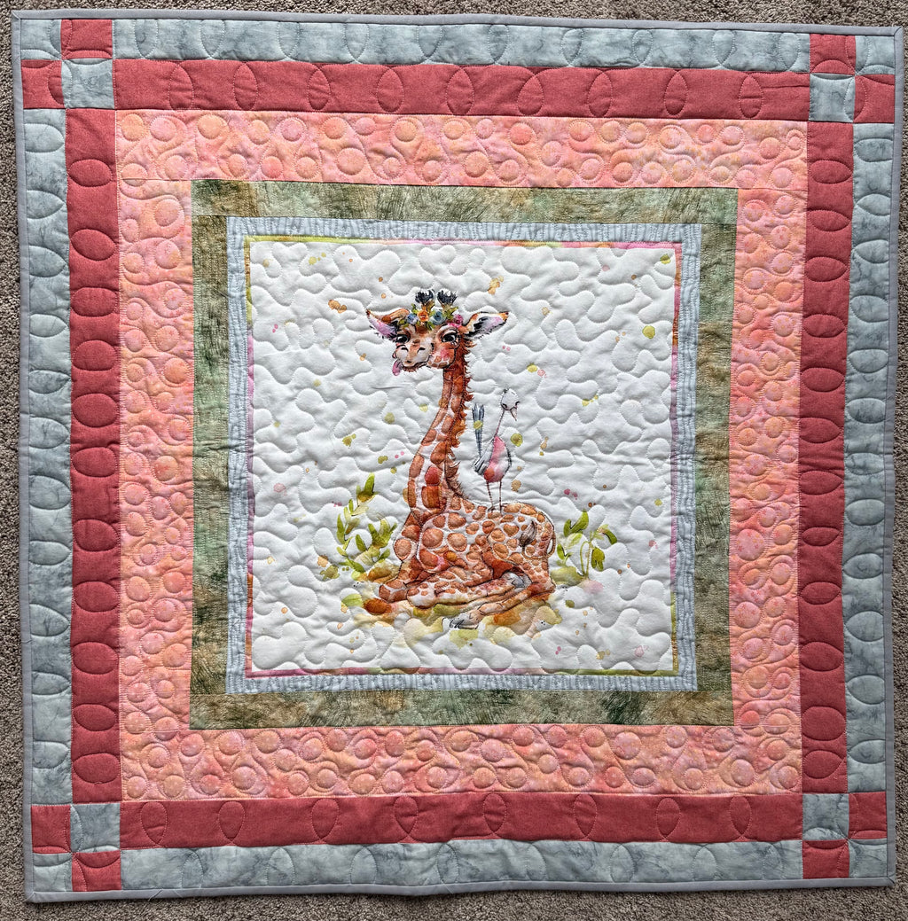 Handmade Giraffe Baby Quilt: Safari Theme 36” square