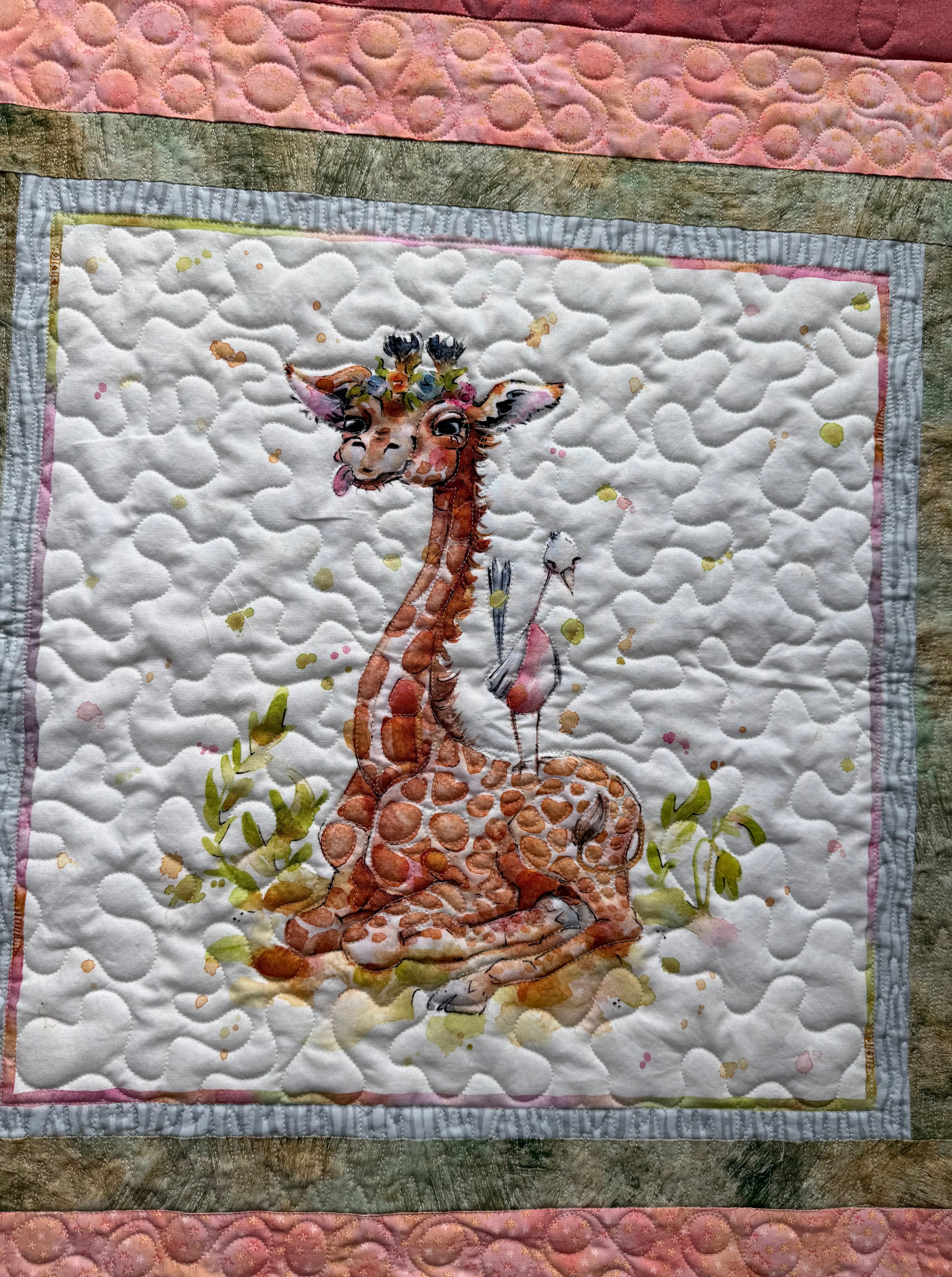 Handmade Giraffe Baby Quilt: Safari Theme 36” square