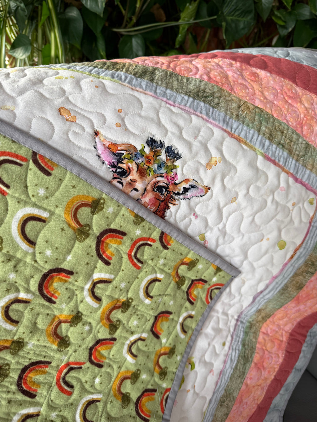Handmade Giraffe Baby Quilt: Safari Theme 36” square