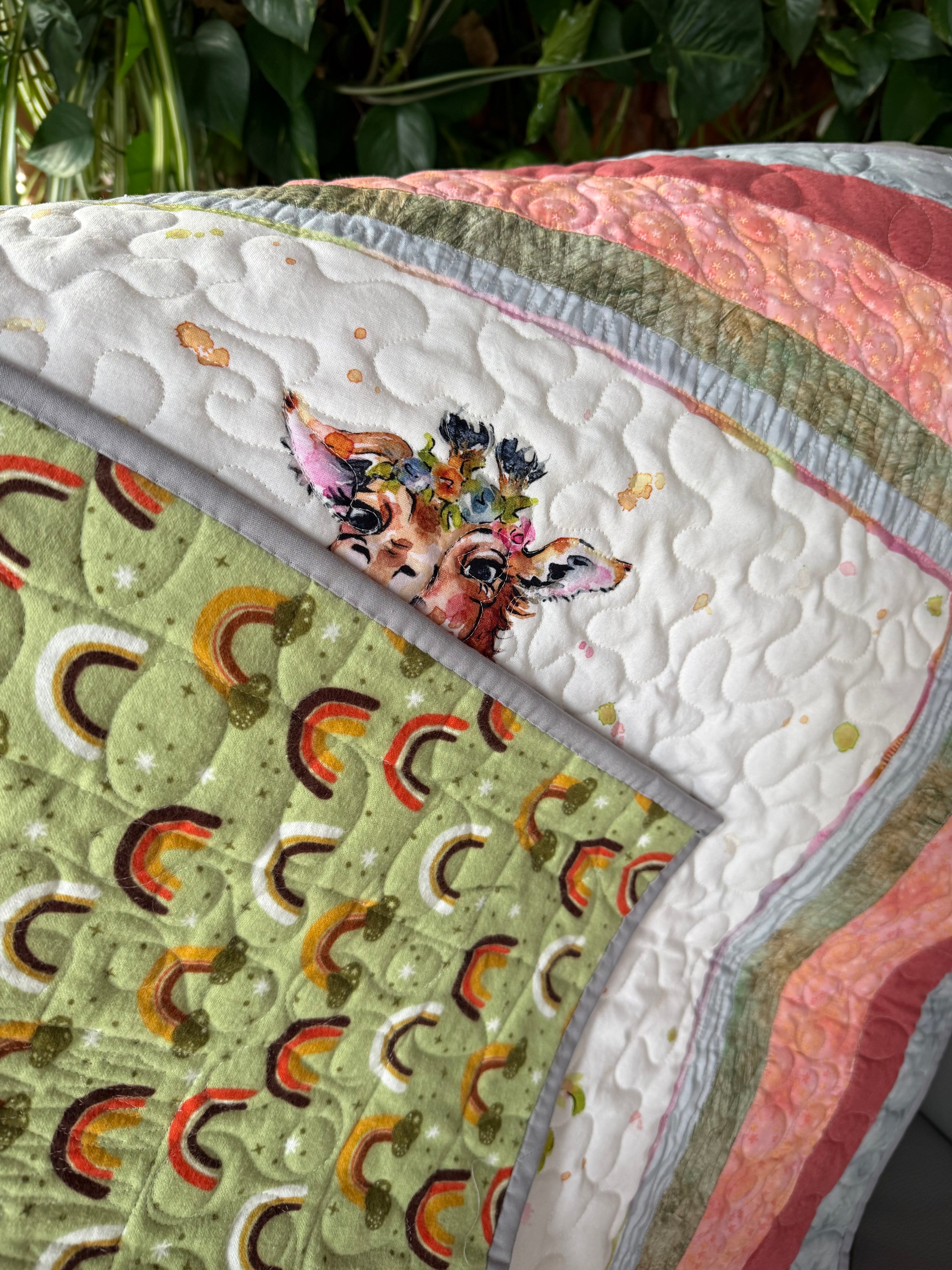 Handmade Giraffe Baby Quilt: Safari Theme 36” square