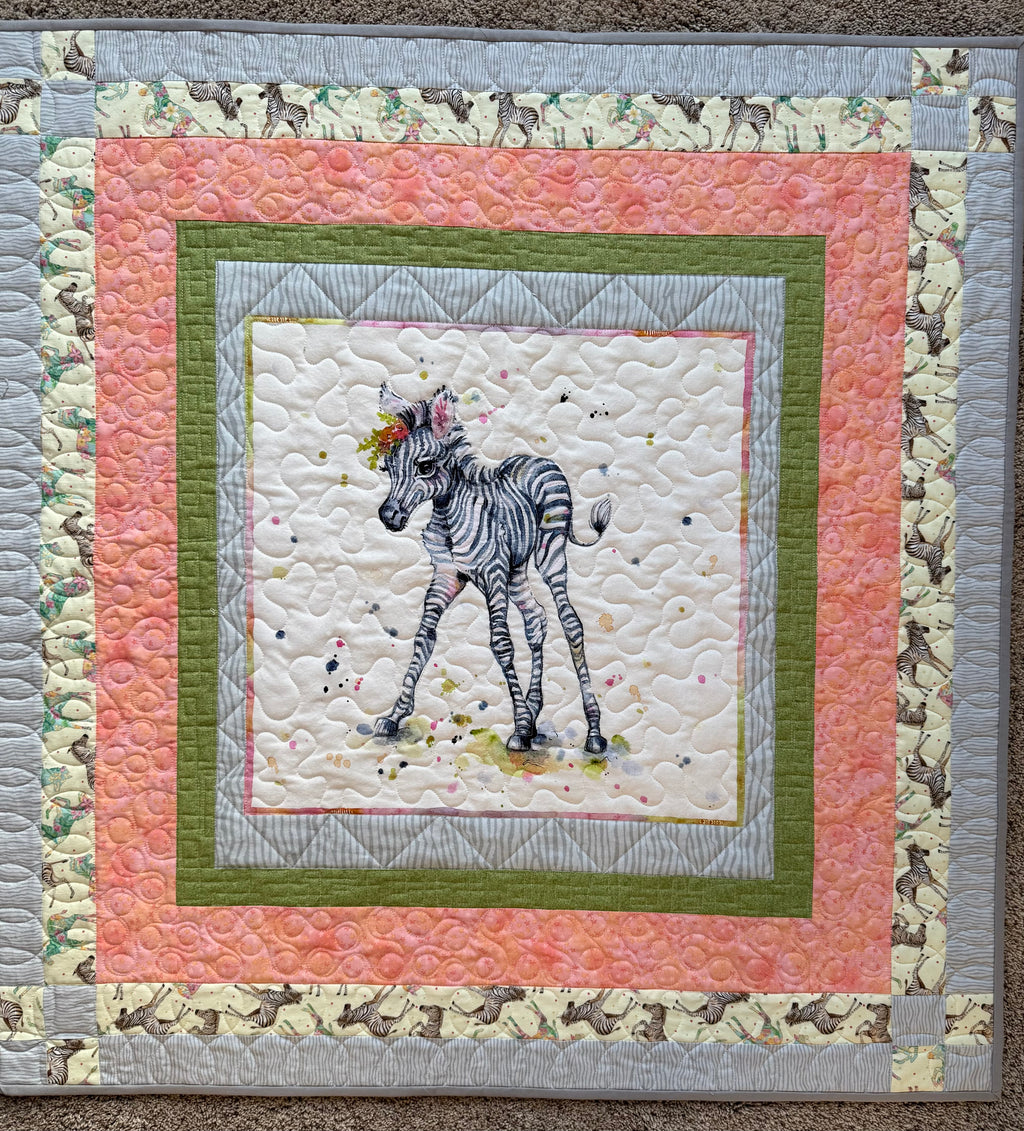 Zebra Baby Quilt: Safari Nursery 37”x38”