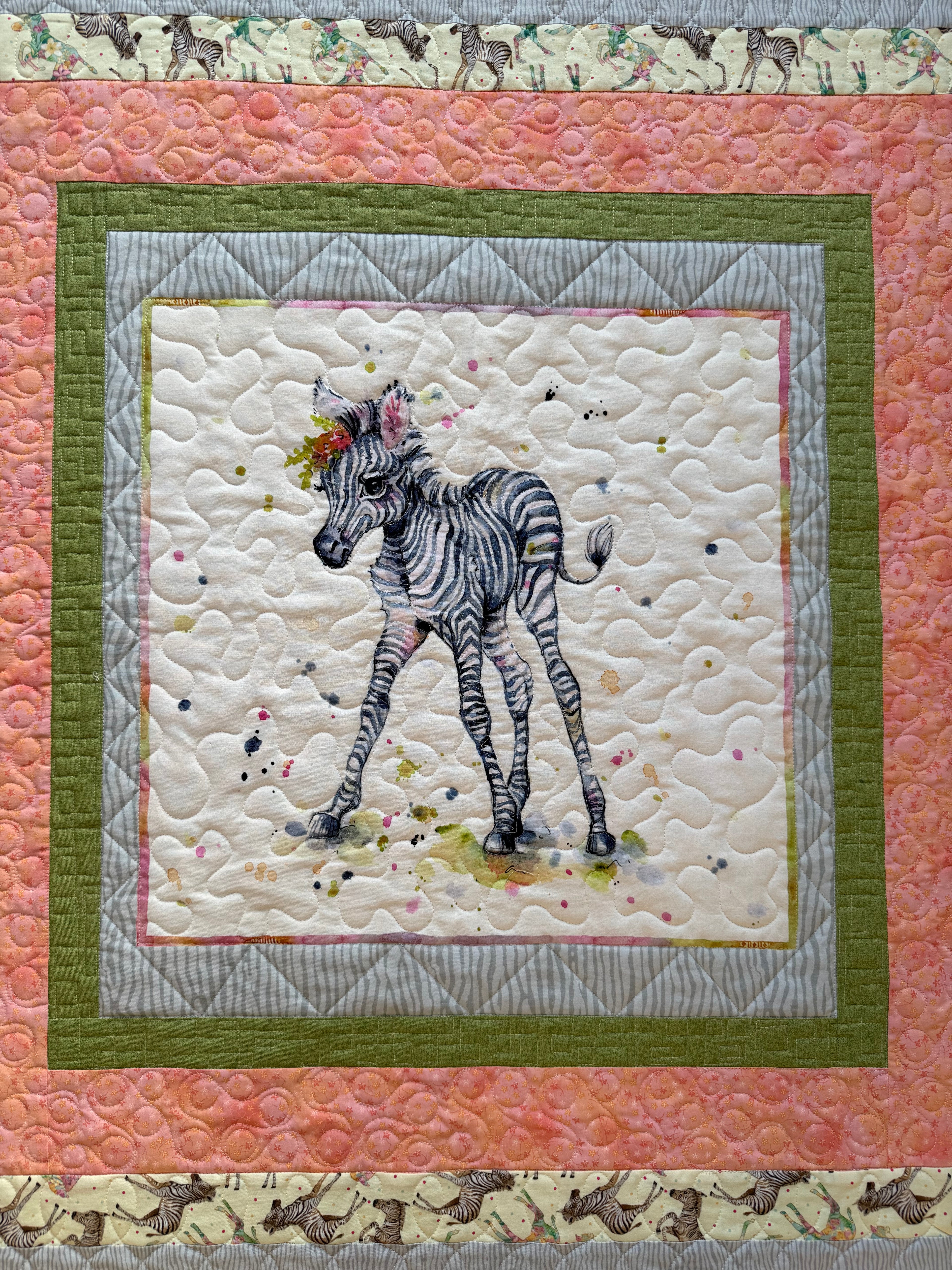 Zebra Baby Quilt: Safari Nursery 37”x38”