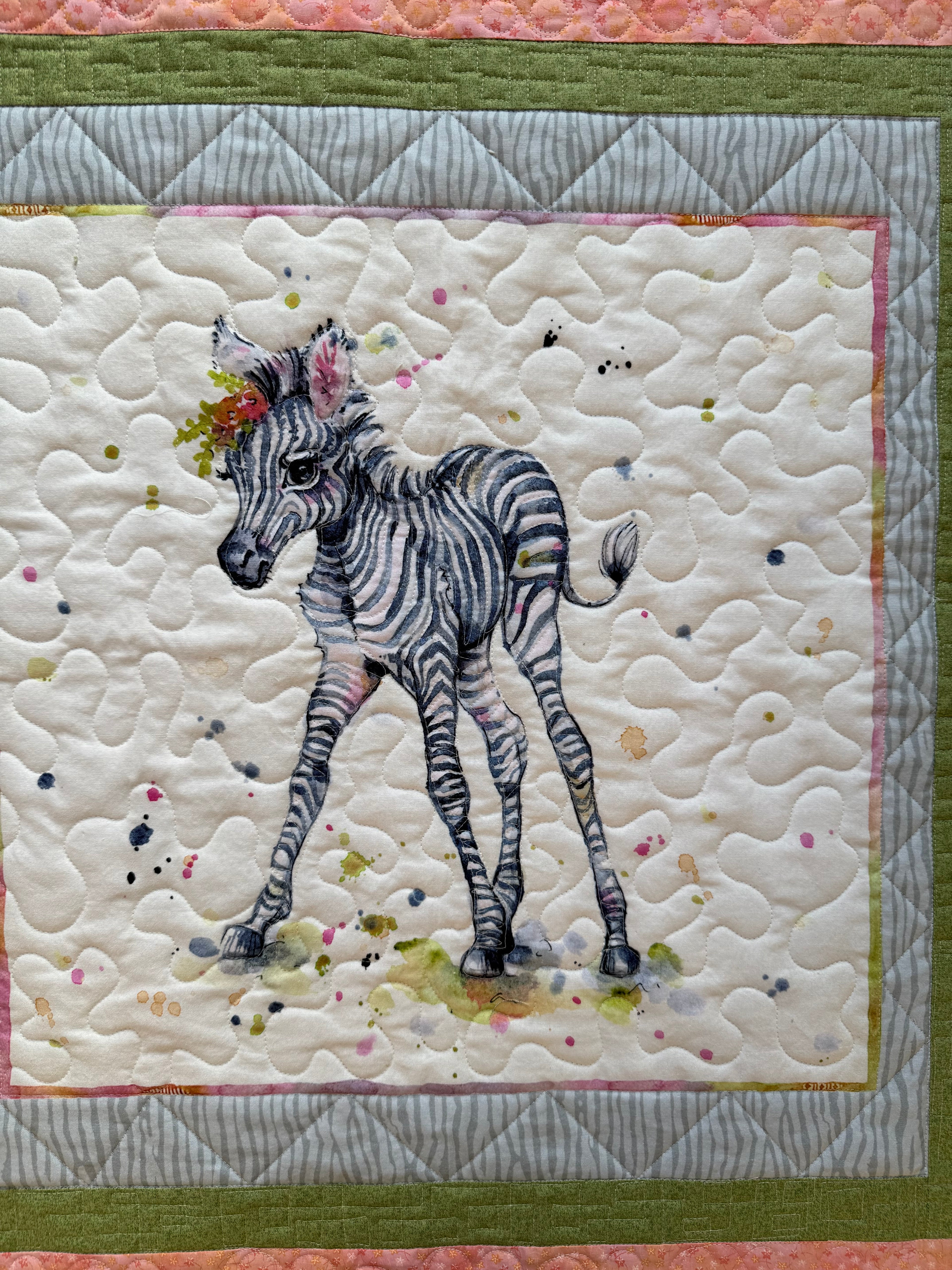 Zebra Baby Quilt: Safari Nursery 37”x38”